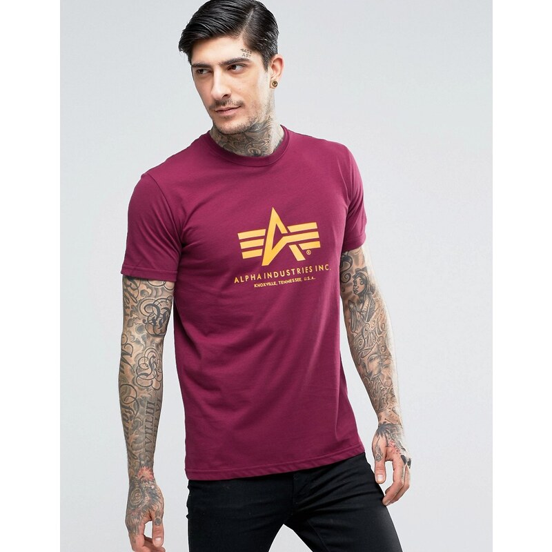 Alpha Industries - T-shirt coupe classique avec logo - Bordeaux - Rouge