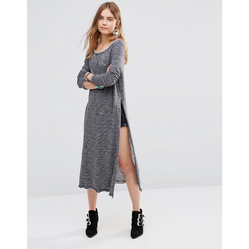 Free People - To The Max - Sweat long fendu - Gris