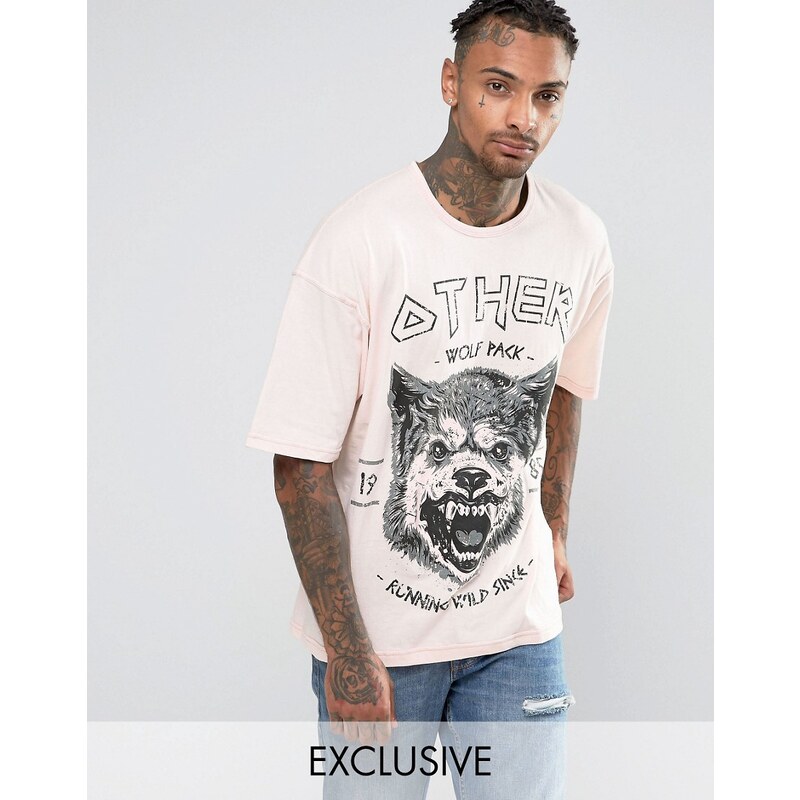Other UK - T-shirt oversize motif tête de mort - Rose
