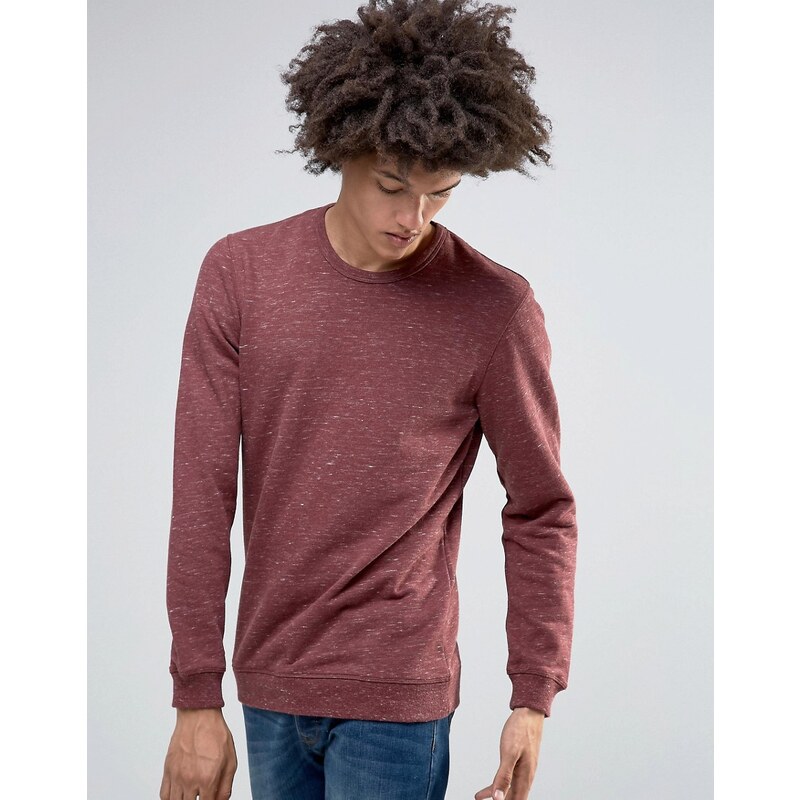 Minimum - Fedel - Sweat-shirt col ras du cou chiné - Rouge
