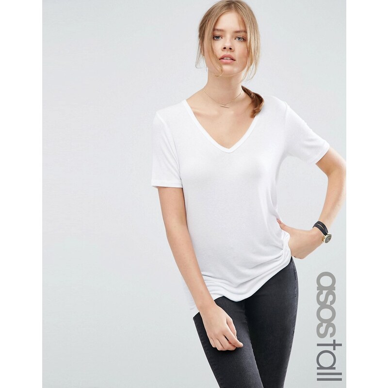 ASOS TALL - The New Forever - T-shirt à manches courtes et dos plongeant - Blanc