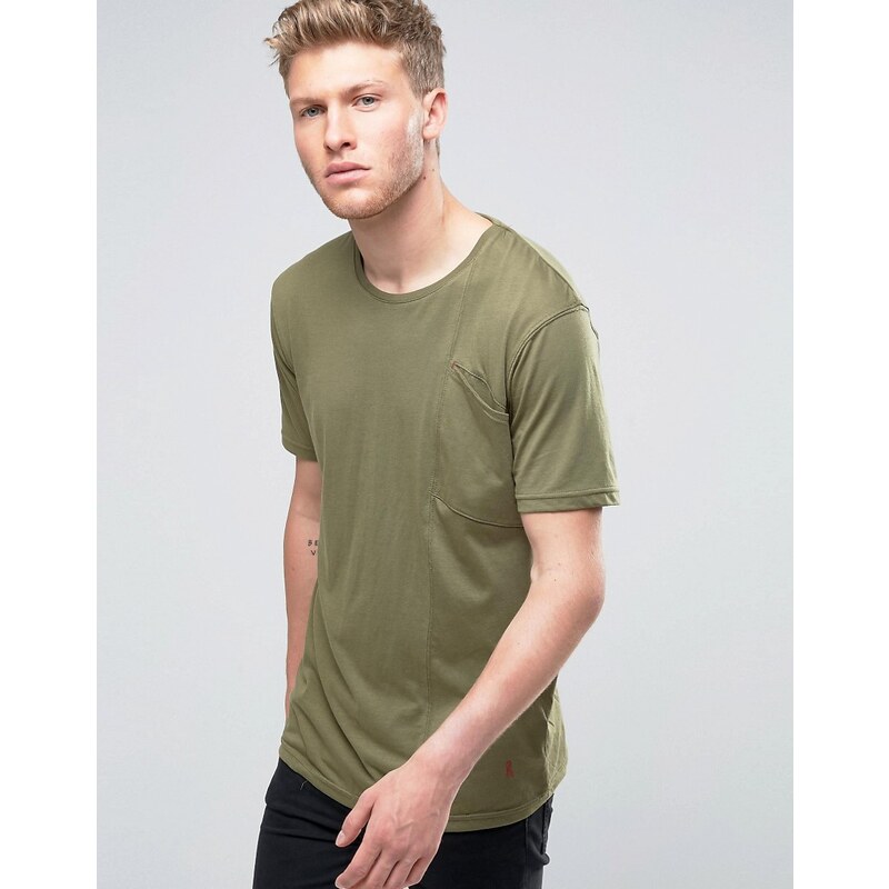 Ringspun - T-shirt à poche biseautée - Kaki - Vert