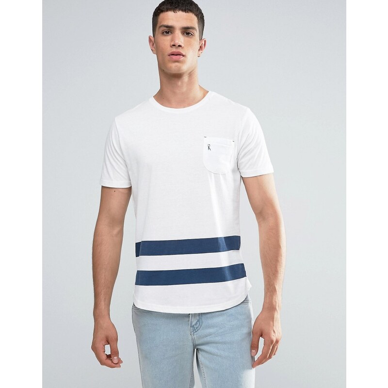 Ringspun - Baseball - T-shirt avec poche et ourlet arrondi - Blanc