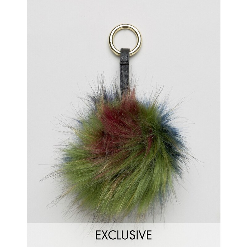 My Accessories - Breloque multicolore pour sac à pompon en fausse fourrure - Multicolore - Multi