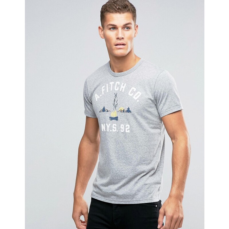 Abercrombie & Fitch - T-shirt moulant à imprimé bûches - Gris - Gris