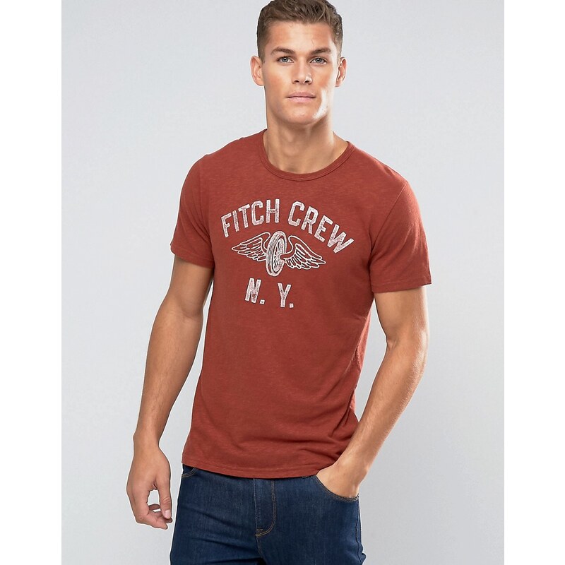 Abercrombie & Fitch - A&Fitch - T-shirt cintré à imprimé ailes style vintage - Rouge - Rouge
