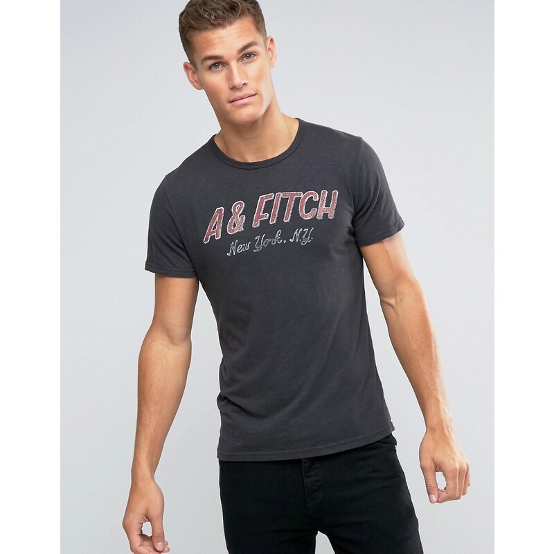 Abercrombie & Fitch - A&Fitch - T-shirt cintré avec imprimé vintage - Noir - Noir