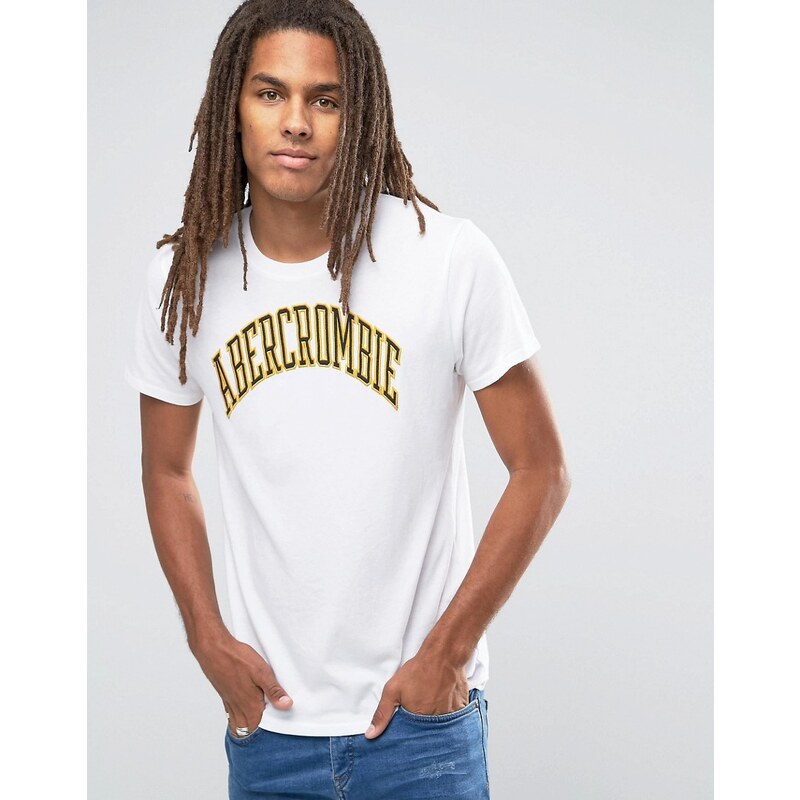 Abercrombie & Fitch - T-shirt cintré avec logo brodé - Blanc - Blanc