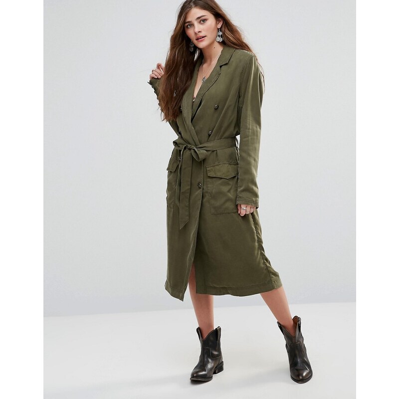 Free People - Manteau long style militaire - Vert