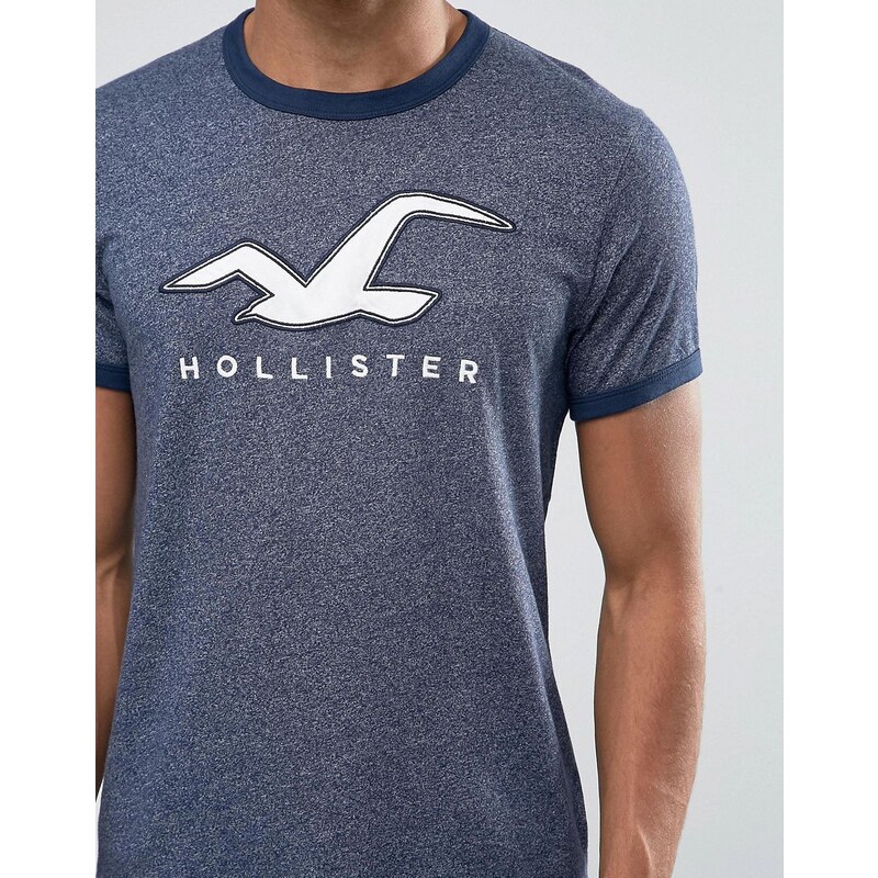Hollister - T-shirt cintré à logo - Bleu marine - Bleu marine