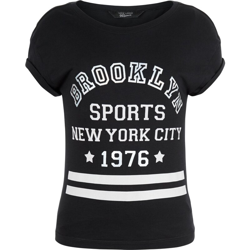 New Look T-shirt de sport Fille noir avec imprimé 'brooklyn'