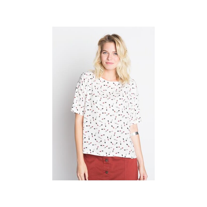 Blouse motif graphique multicolore Blanc Polyester - Femme Taille 3 - Cache Cache