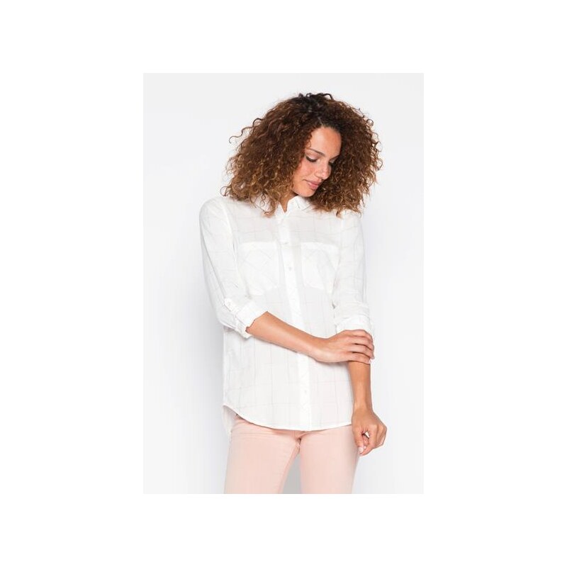 Chemise à carreaux 2 poches Blanc Coton - Femme Taille 4 - Cache Cache