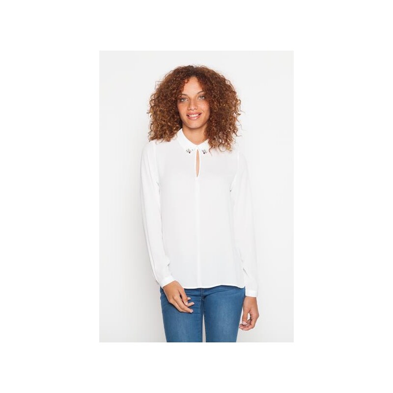 chemise col bijoux Blanc Polyester - Femme Taille 3 - Cache Cache