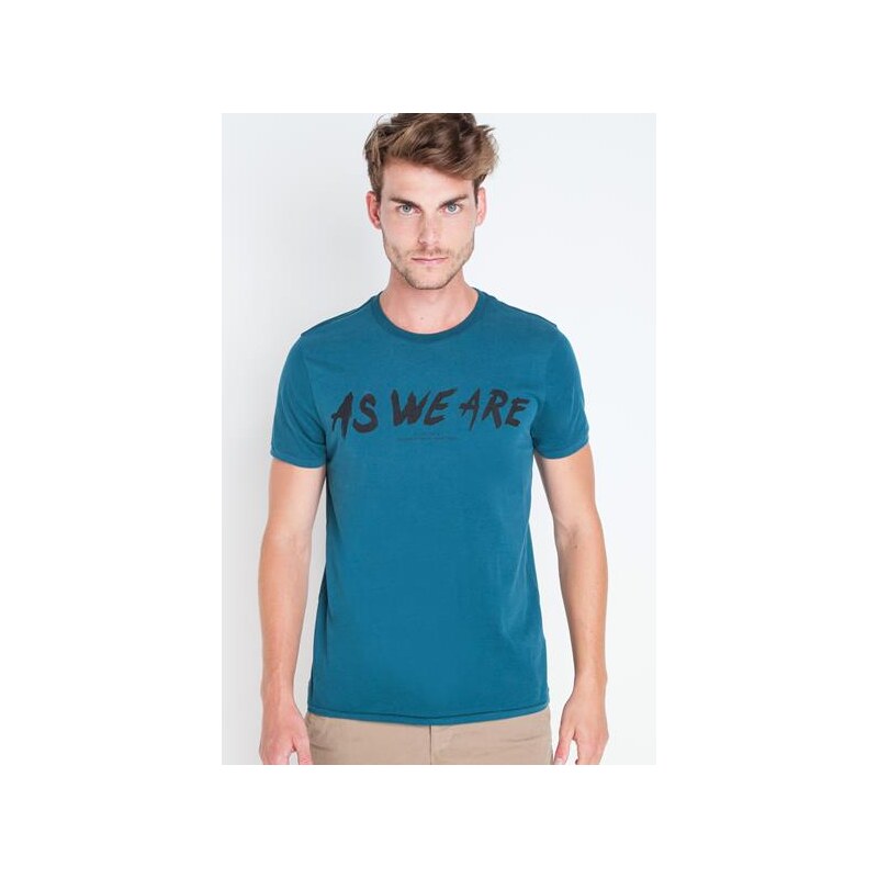 T-shirt homme imprimé texte Bleu Coton - Homme Taille XL - Bonobo