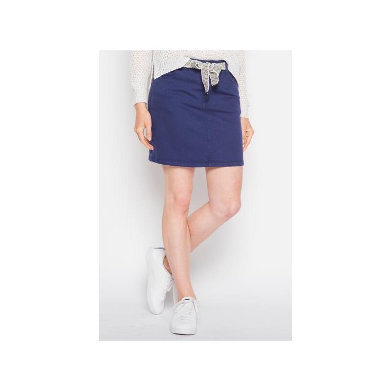 Jupe unie ceinture ethnique Bleu Polyester - Femme Taille 34 - Cache Cache
