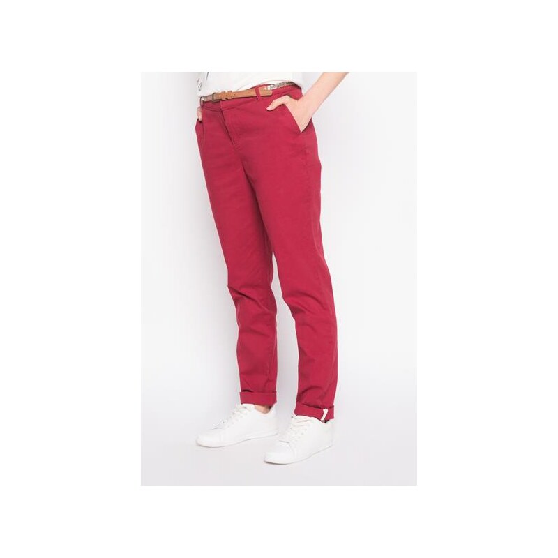 Pantalon chino avec ceinture Rouge Coton - Femme Taille 34 - Cache Cache