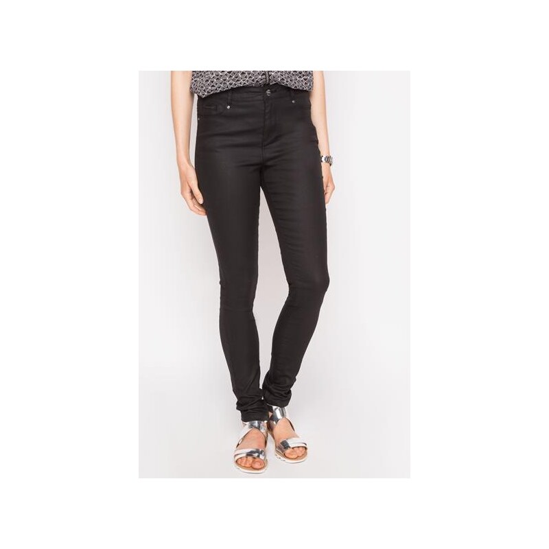Pantalon skinny uni taille haute Noir Coton - Femme Taille 34 - Cache Cache