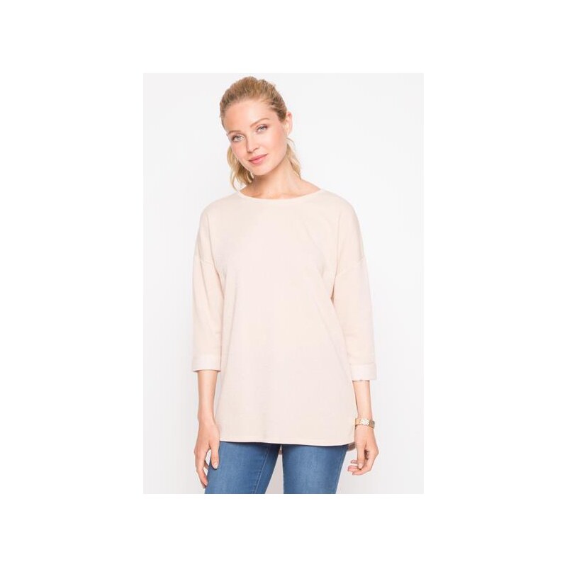 Pull manches 3/4 revers Beige Coton - Femme Taille 4 - Cache Cache