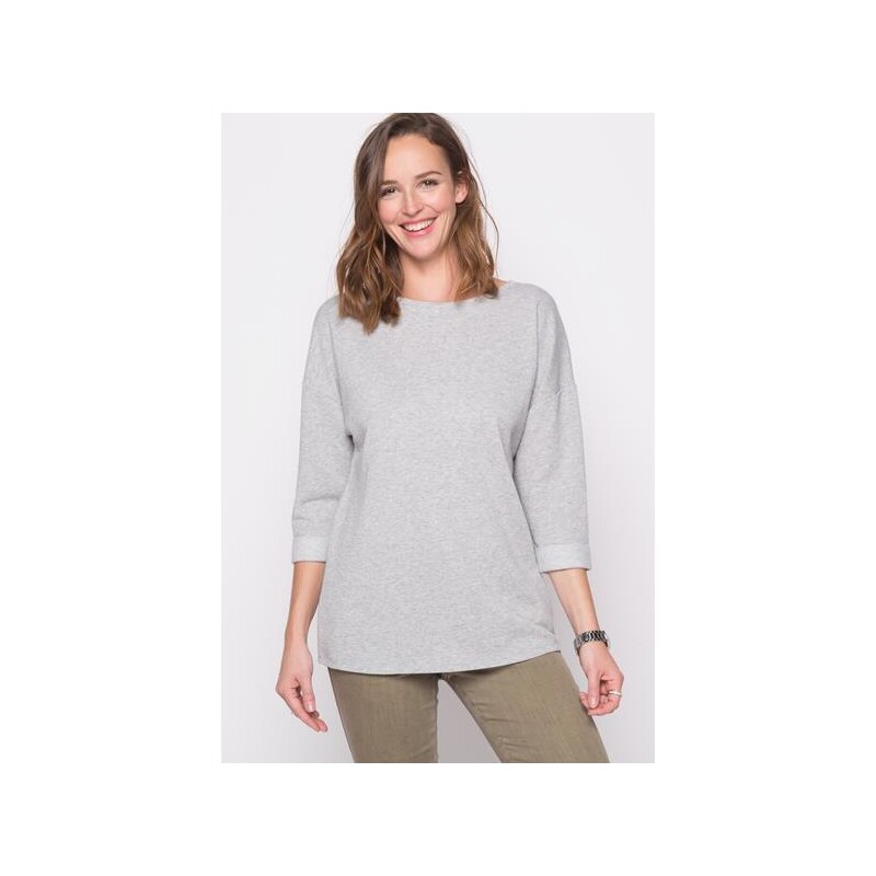 Pull manches 3/4 revers Gris Coton - Femme Taille 2 - Cache Cache