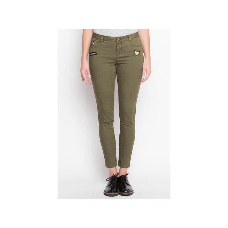 Pantalon skinny patchs army Vert Elasthanne - Femme Taille 42 - Cache Cache