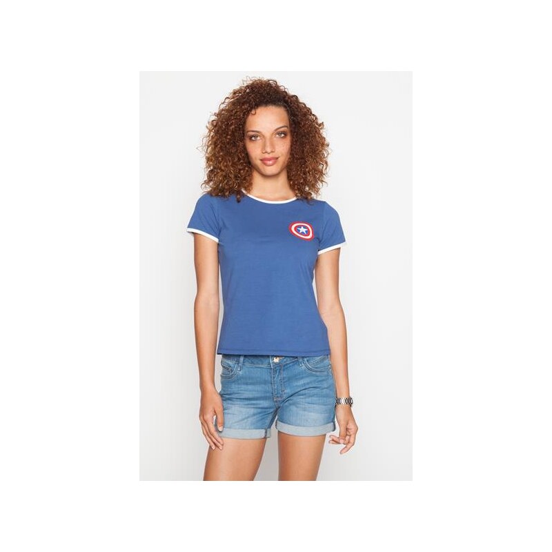 T t-shirt captain Bleu Coton - Femme Taille 0 - Cache Cache