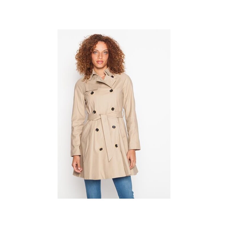Trench long uni Beige Polyester - Femme Taille 3 - Cache Cache