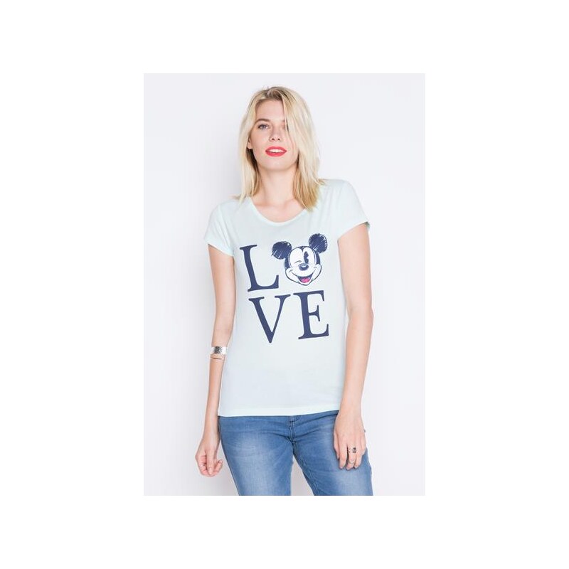 T-shirt love mickey Bleu Coton - Femme Taille 0 - Cache Cache