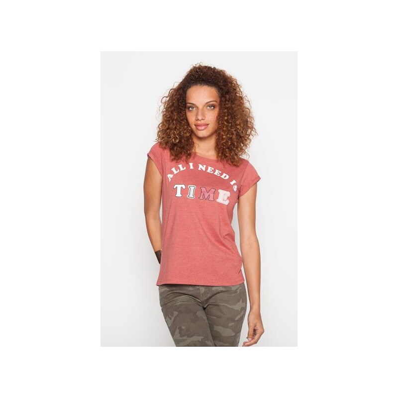 T-shirt All I need is time Rouge Polyester - Femme Taille 0 - Cache Cache