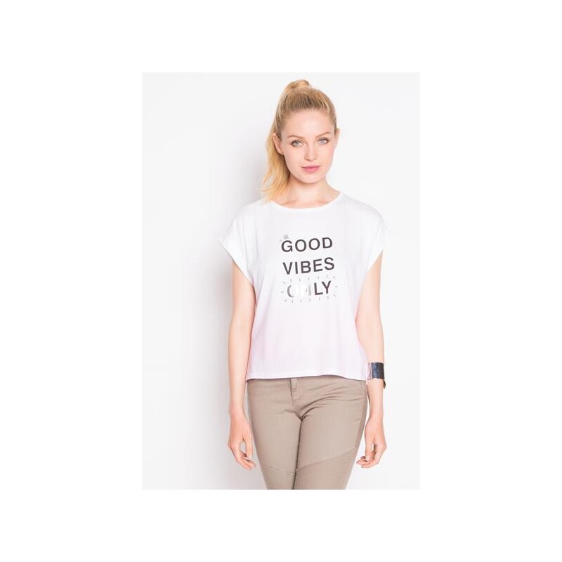 T-shirt cropped good vibes Rose Modal - Femme Taille 0 - Cache Cache