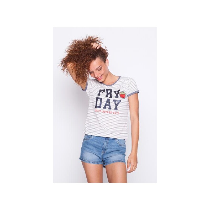 T-shirt Friday multicolore Beige Polyester - Femme Taille 0 - Cache Cache