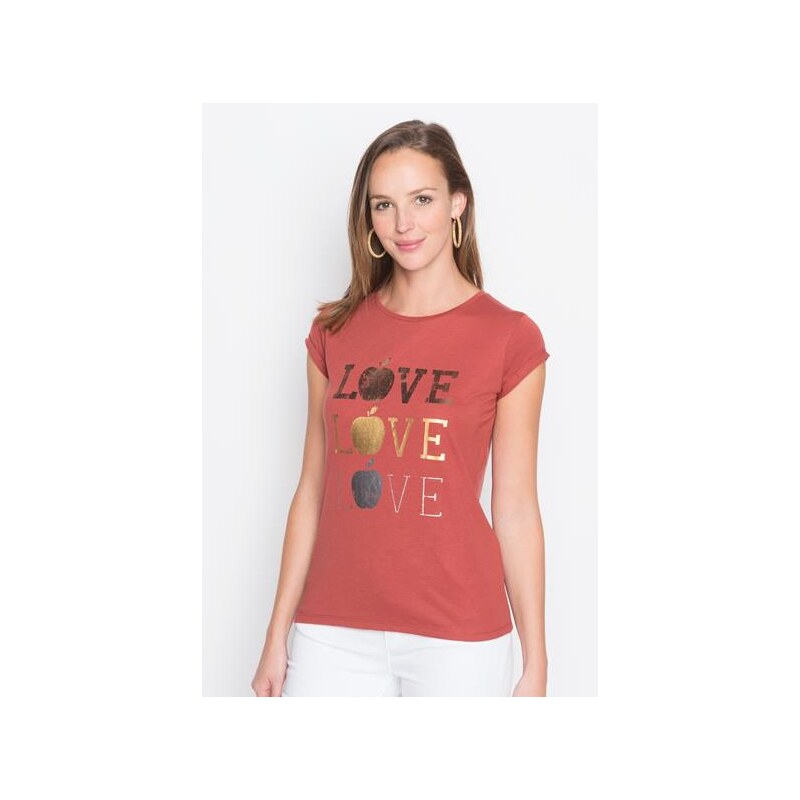 T-shirt love & pomme Rouge Polyester - Femme Taille 0 - Cache Cache