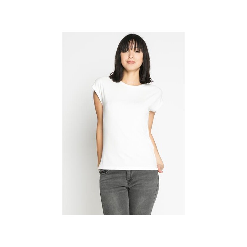 T-shirt maille chinée coupe cintrée Blanc Elasthanne - Femme Taille 4 - Cache Cache