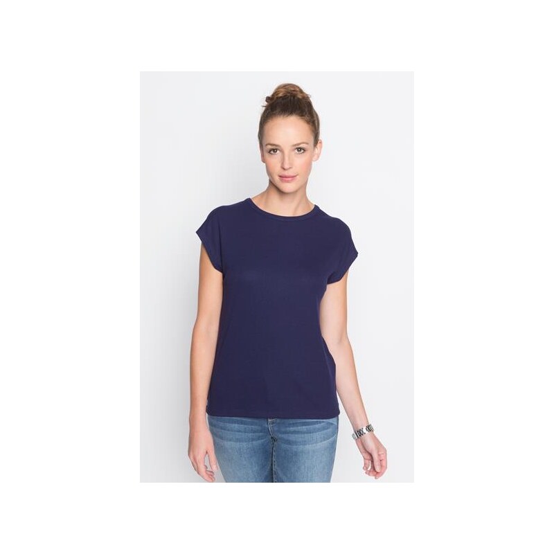 T-shirt maille chinée coupe cintrée Bleu Elasthanne - Femme Taille 0 - Cache Cache