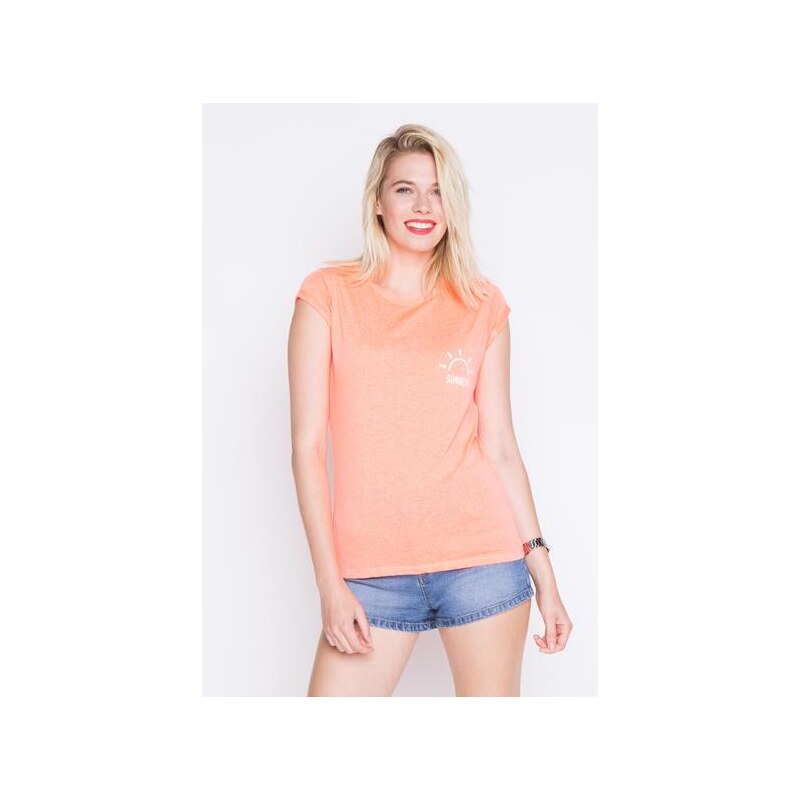 T-shirt maille moulinée imprimé placé Rose Polyester - Femme Taille 0 - Cache Cache