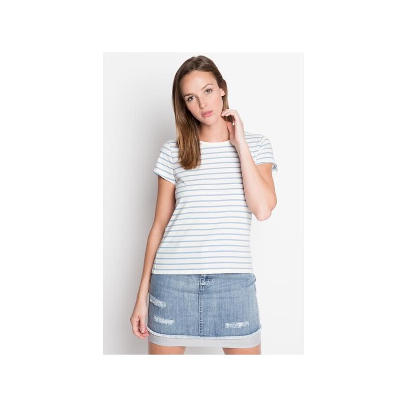 T-shirt marinière bicolore Bleu Coton - Femme Taille 0 - Cache Cache