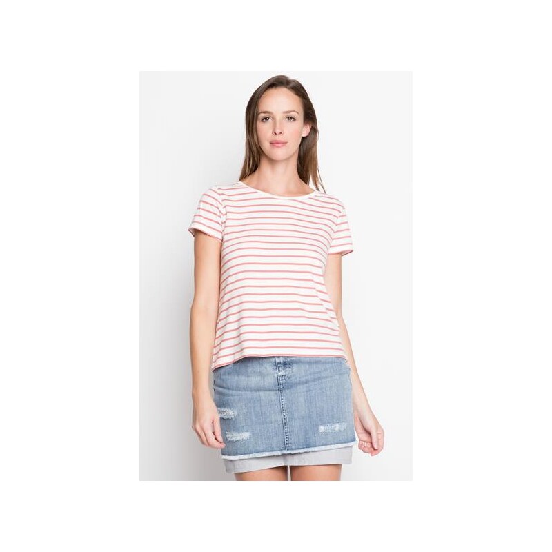 T-shirt marinière bicolore Rose Coton - Femme Taille 0 - Cache Cache