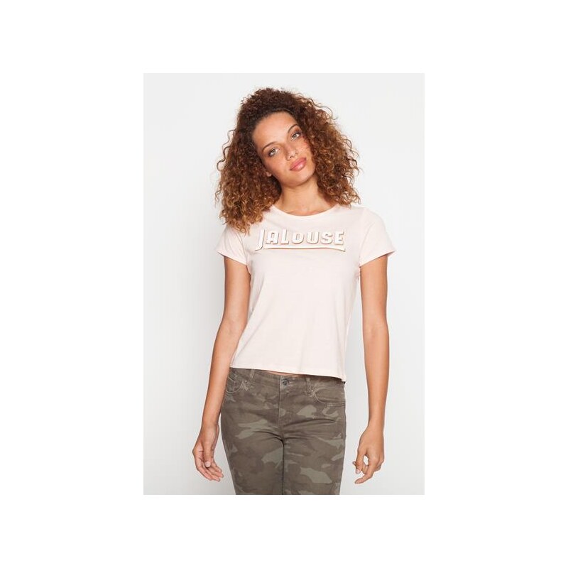 T-shirt message jalouse Rose Polyester - Femme Taille 0 - Cache Cache