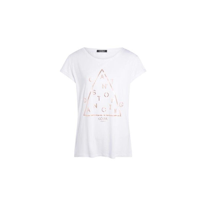 T-shirt Oora texte doré Blanc Modal - Femme Taille 0 - Cache Cache