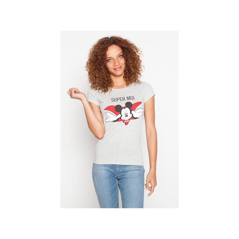 T-shirt super Mickey Gris Coton - Femme Taille 0 - Cache Cache