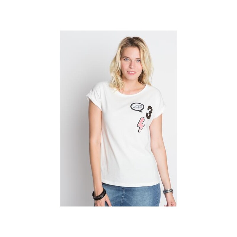 T-shirt uni 3 patchs Blanc Coton - Femme Taille 4 - Cache Cache