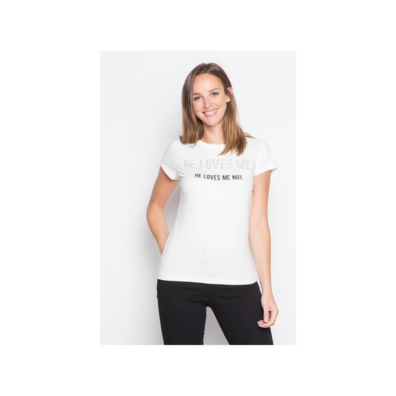 T-shirt visuel texte Blanc Coton - Femme Taille 0 - Cache Cache