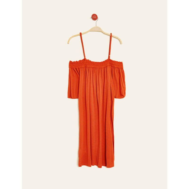 robe fluide avec macramé orange Jennyfer