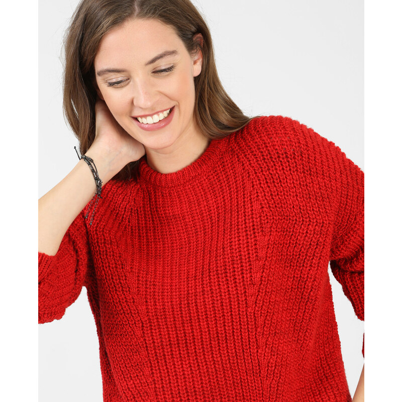 Pull grosse maille Femme - Couleur rouge - Taille L -PIMKIE- SOLDES HIVER 2017