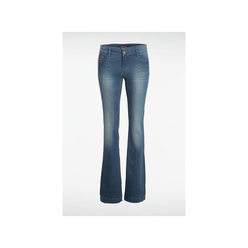 Jeans femme bootcut BELEM poche zippée Bleu Coton - Femme Taille 34 - Bonobo