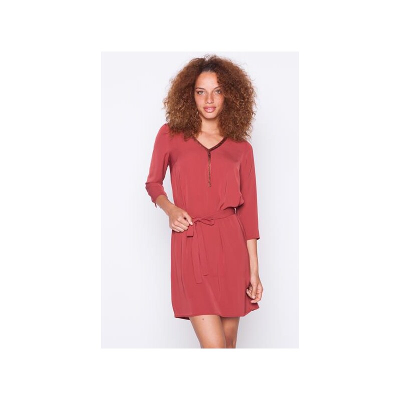 Robe tunique unie Rouge Polyester - Femme Taille 42 - Cache Cache