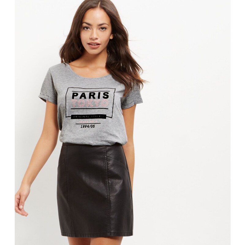 New Look T-shirt gris Paris Tokyo
