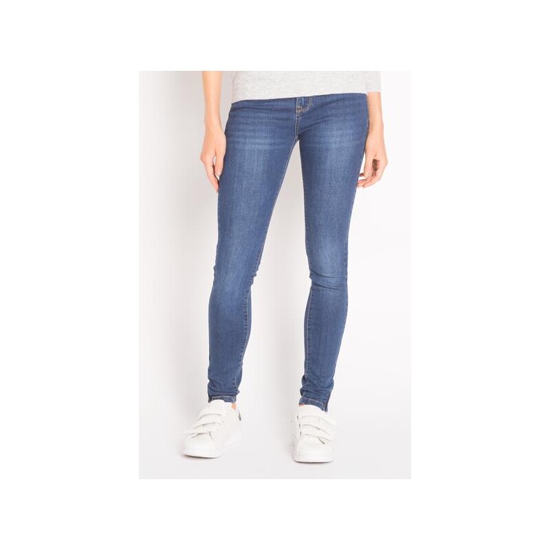 Jean skinny avec bas de jambe zippé Bleu Viscose - Femme Taille 36 - Cache Cache