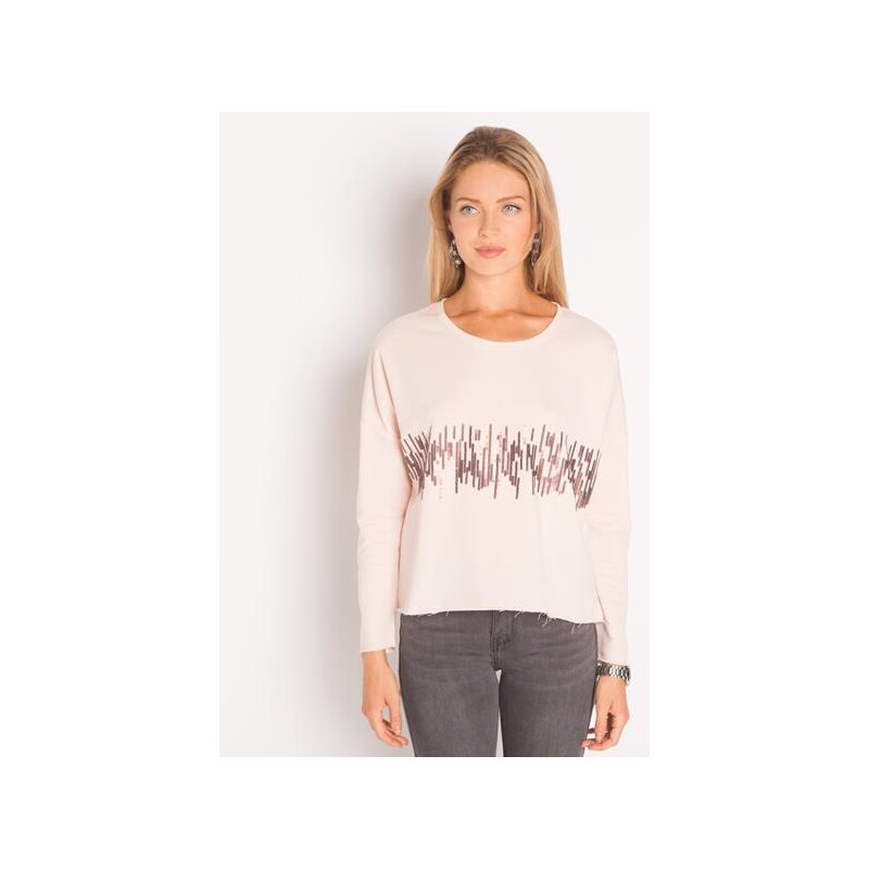 Sweat maille unie motif placé Rose Polyester - Femme Taille 0 - Cache Cache