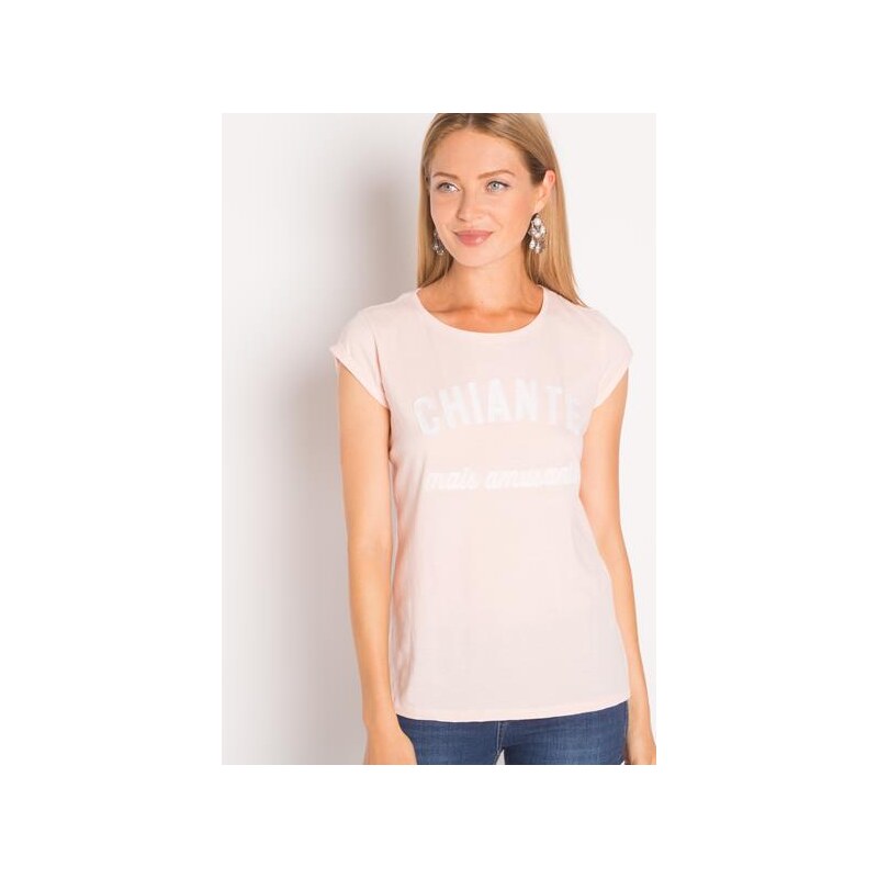 T-shirt à message Rose Coton - Femme Taille 0 - Cache Cache